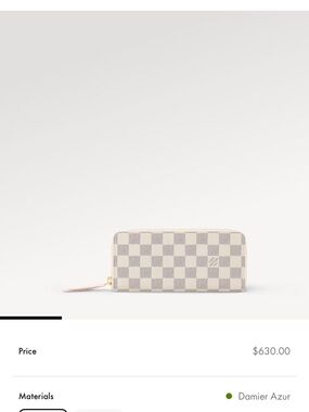 Louis Vuitton Damier Azur Check Zip-Around Wallet in Beige and Blue